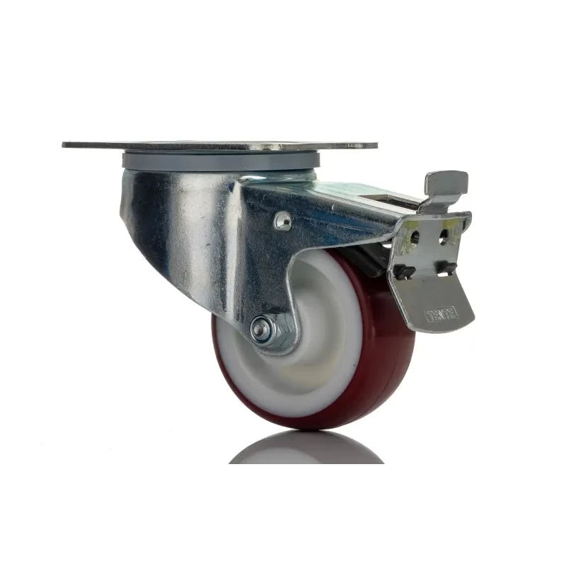 Tente Braked Swivel Castor 150 kg Capacity 80 mm Wheel Diameter Polyurethane 3477UAR080P62 red