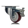Tente Braked Swivel Castor 150 kg Capacity 80 mm Wheel Diameter Polyurethane 3477UAR080P62 red