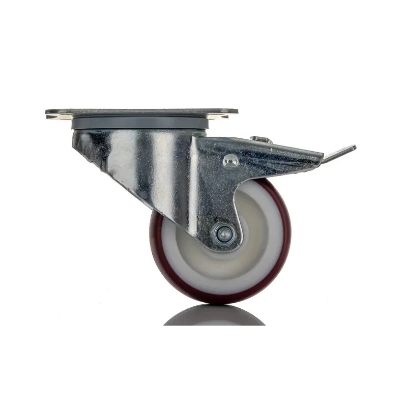 Tente Braked Swivel Castor 150 kg Capacity 80 mm Wheel Diameter Polyurethane 3477UAR080P62 red