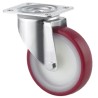 Tente Swivel Castor, 350 kg Capacity, 200 mm Rubber Wheel, Pressed Steel Frame, Passivated Zinc Plated 3470UAR200P63 red