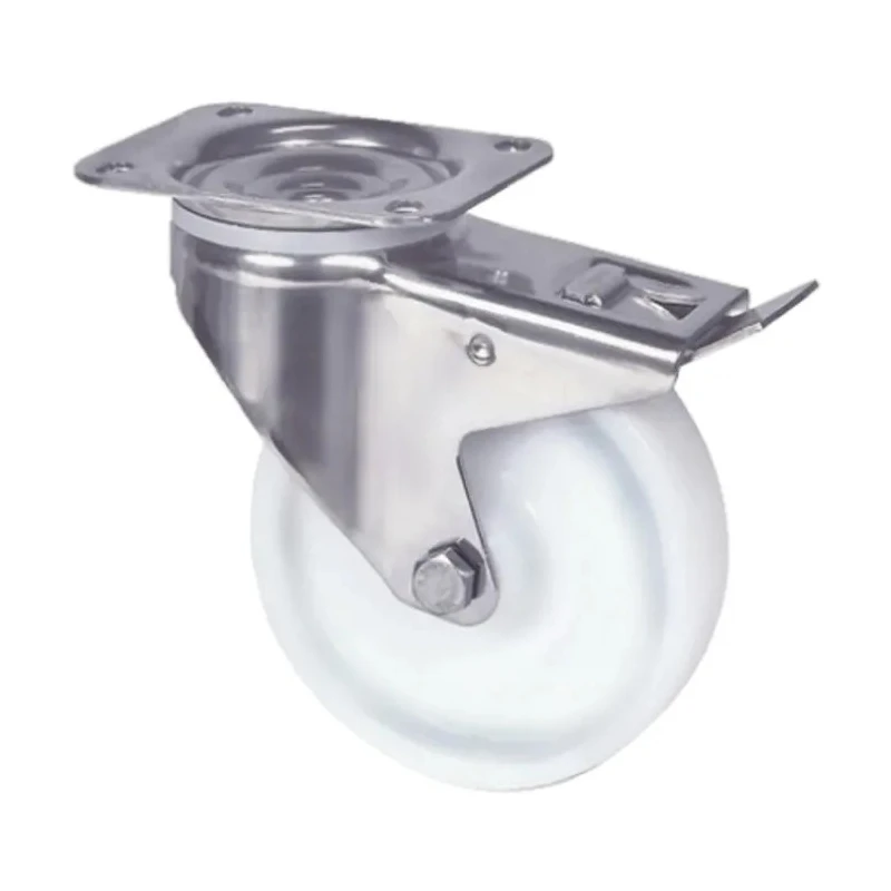 Tente Braked Swivel Castor, 125 mm Wheel Diameter, 200 kg Load Capacity, Stainless Steel Frame, Polyamide Wheel 8477UOO125P62