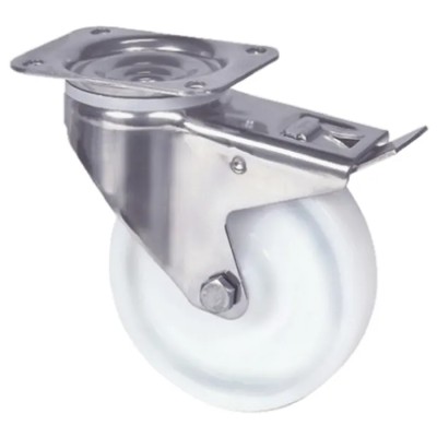 Tente Braked Swivel Castor, 500 kg Capacity, 160 mm Wheel Diameter, Stainless Steel Frame, Polyamide Wheel 8477UOO160P63
