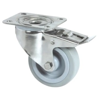 Tente Braked Swivel Castor 300 kg Load Capacity 160 mm Wheel Diameter Stainless Steel Frame 8477UFD160P63