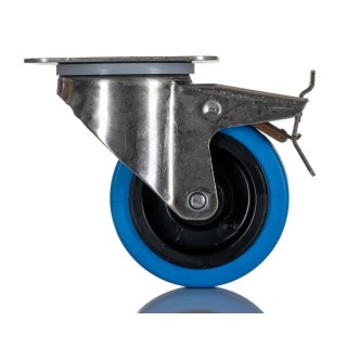 Tente Braked Swivel Castor, Stainless Steel Frame, 160 kg Load Capacity, 100 mm Elastic Wheel 8477UFD100P62
