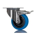 Tente Braked Swivel Castor, Stainless Steel Frame, 160 kg Load Capacity, 100 mm Elastic Wheel 8477UFD100P62