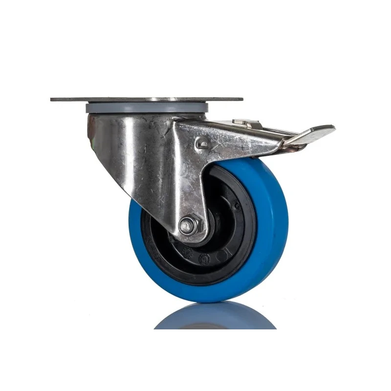 Tente Braked Swivel Castor, Stainless Steel Frame, 160 kg Load Capacity, 100 mm Elastic Wheel 8477UFD100P62