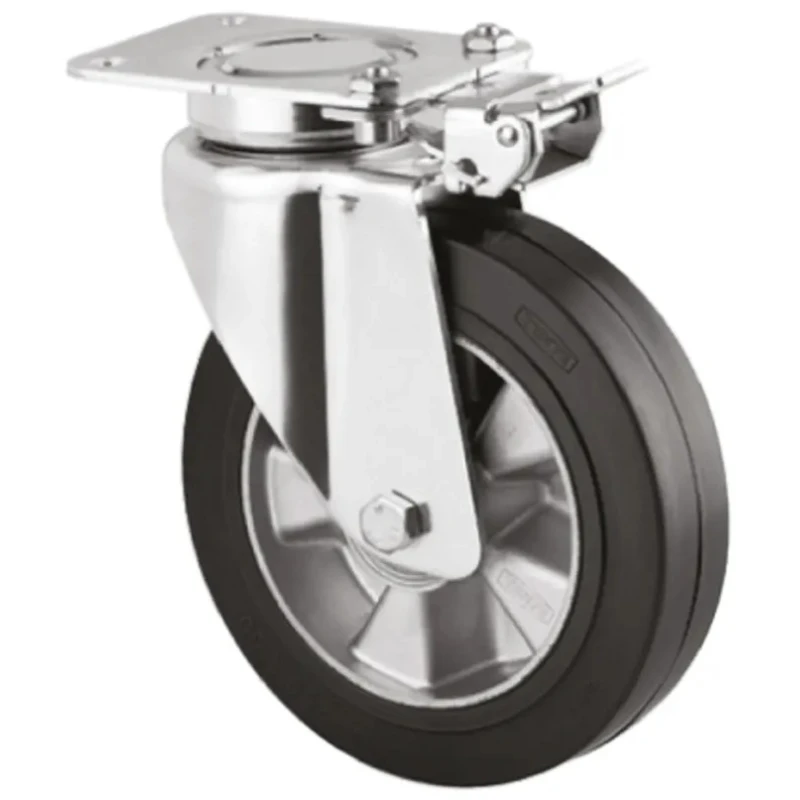 Tente Braked Swivel Castor 450 kg Capacity 200 mm Wheel Diameter Elastic Tyre 3641IEP200P63