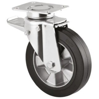 Tente Braked Swivel Castor 450 kg Capacity 200 mm Wheel Diameter Elastic Tyre 3642IEP200P63