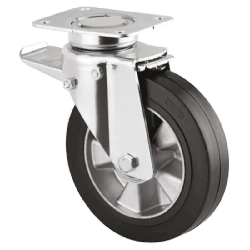 Tente Braked Swivel Castor 450 kg Capacity 200 mm Wheel Diameter Elastic Tyre 3642IEP200P63