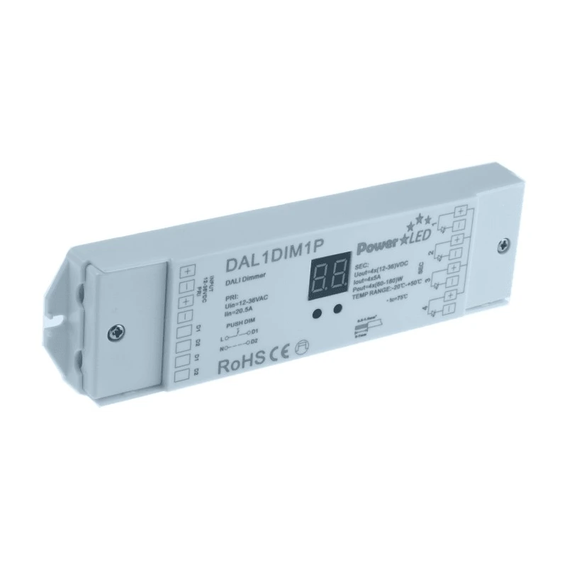 PowerLED 4 Channel 5 A Output LED Dimmer 180W 12 V DC to 36 V DC DAL1DIM1P