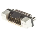 HARTING D-Sub 15 Way Right Angle 2.76 mm Pitch Surface Mounted Male D-Sub Connector with Board Lock 09552666819741