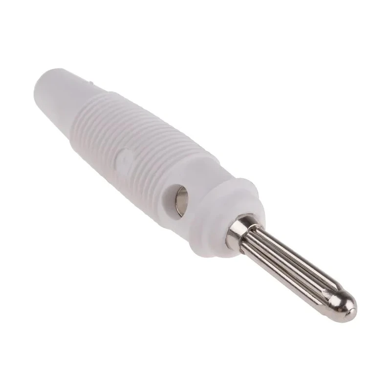 Hirschmann Test & Measurement White Male 4 mm Banana Plug, Solder Termination, 60V dc, 30A, Nickel Plating 930727107