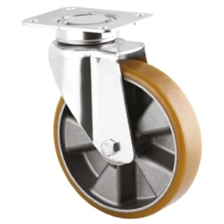 Tente Heavy Duty Swivel Castor, 600 kg Load Capacity, 160 mm Polyurethane Wheel, Pressed Steel Frame 3640ITP160P63 FLAT