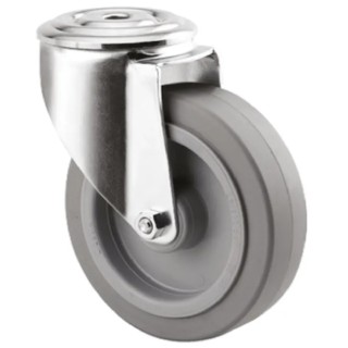 Tente Swivel Castor with 70 kg Load Capacity, 100 mm Wheel Diameter, Elastic Tyre, Pressed Steel Frame 3470UFR100P30