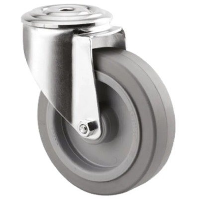 Tente Swivel Castor with 70 kg Load Capacity, 100 mm Wheel Diameter, Elastic Tyre, Pressed Steel Frame 3470UFR100P30