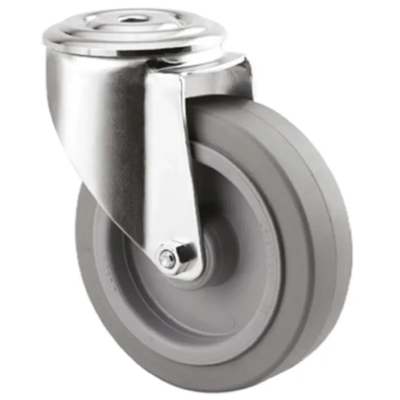 Tente Swivel Castor with 70 kg Load Capacity, 100 mm Wheel Diameter, Elastic Tyre, Pressed Steel Frame 3470UFR100P30