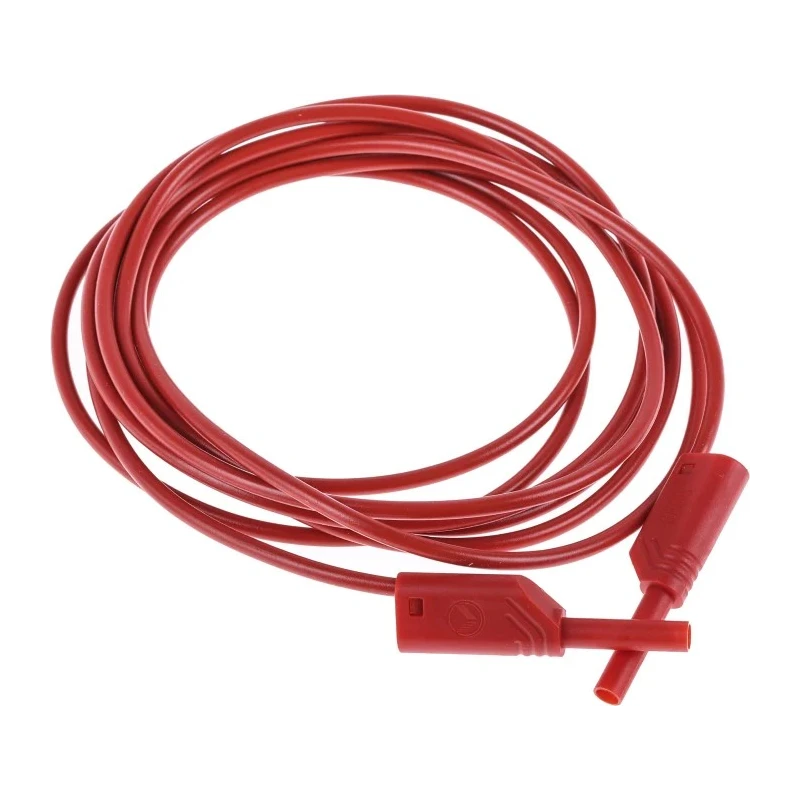 Hirschmann Test & Measurement Connector Test Lead 10A, 1000 V AC/DC, Red, 2 m Lead Length 975698701