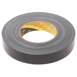 3M Scotch 389 Black PE Coated Duct Tape, 25mm Width x 50m Length, Synthetic Rubber Adhesive 389 25mm x 50M black