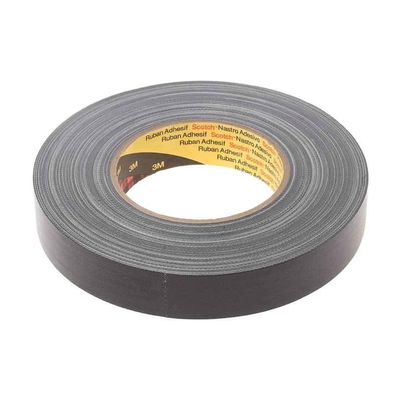 3M Scotch 389 Black PE Coated Duct Tape, 25mm Width x 50m Length, Synthetic Rubber Adhesive 389 25mm x 50M black