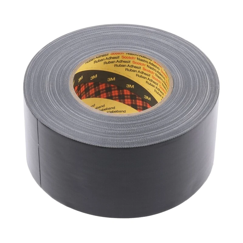 3M Scotch 389 Duct Tape, PE Coated Finish, 75mm Width x 50m Length, Black, Synthetic Rubber Adhesive 389 75mm x 50M black