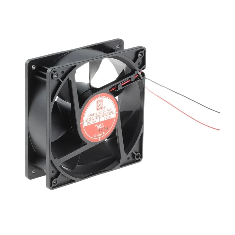 RS PRO Axial Fan 60V DC 195.4 m³/h Air Flow 14.4 W Power IP44 Protection 120mm x 120mm x 38mm IP44