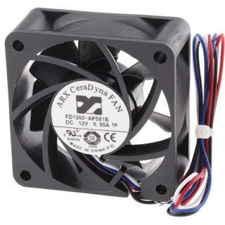 ARX CeraDyna Series Axial Fan 12V DC 67 m³/h 5.64 W 0.47 A Max IP20 60x60x25 mm
