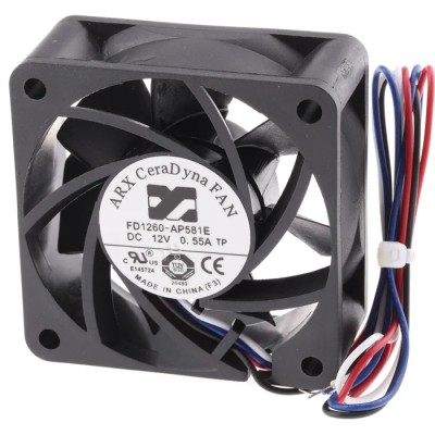 ARX CeraDyna Series Axial Fan 12V DC 67 m³/h 5.64 W 0.47 A Max IP20 60x60x25 mm 