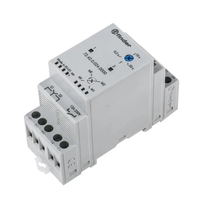 Finder Monitoring Relay 1 Phase DPST Contact Configuration DIN Rail Mounting 0.2-20s Time Delay IP20 72.42.0.024.0000