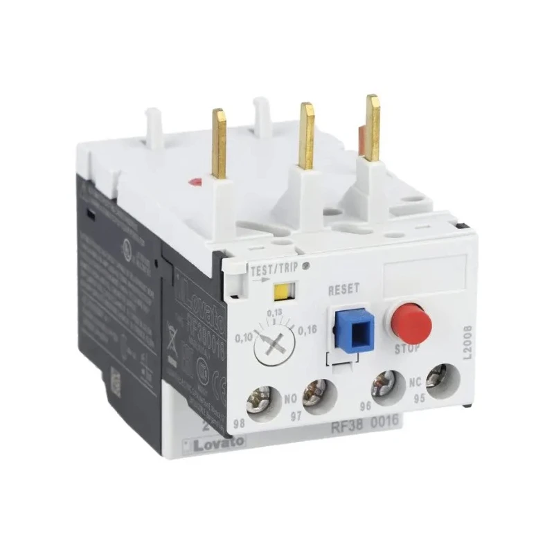 Lovato Electric Thermal Overload Relay 1 NO/1 NC, 4A-6.5A F.L.C, 38A Contact Rating, 690V AC, Manual Reset RF38