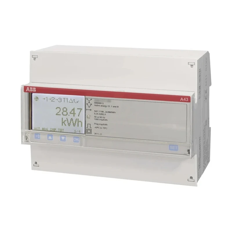 ABB 3 Phase LCD Energy Meter Series A43 with 80 A Direct Connected Measurement 2CMA170531R1000 A43 512-100