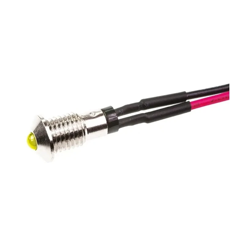 Marl Yellow Panel Mount Indicator, 2.8V, 30mA, Lead Wire Termination, Prominent Bezel 570-311-04-40
