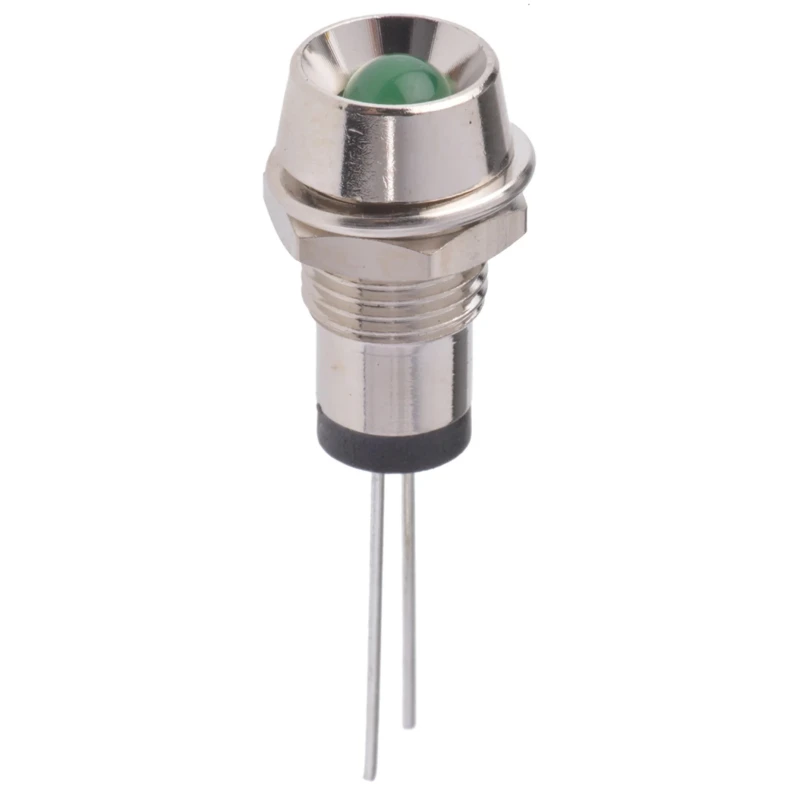 Marl Green LED Panel Mount Indicator 8 mm Nickel Plated Brass, Lead Pin Termination 2.8V 573-514-04