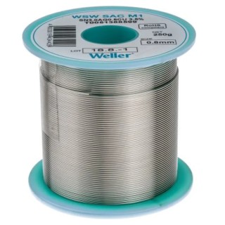 Weller Lead Free Solder Wire 0.8 mm Diameter, 217 °C Melting Point, 250g, Rosin Flux Core T0051388599