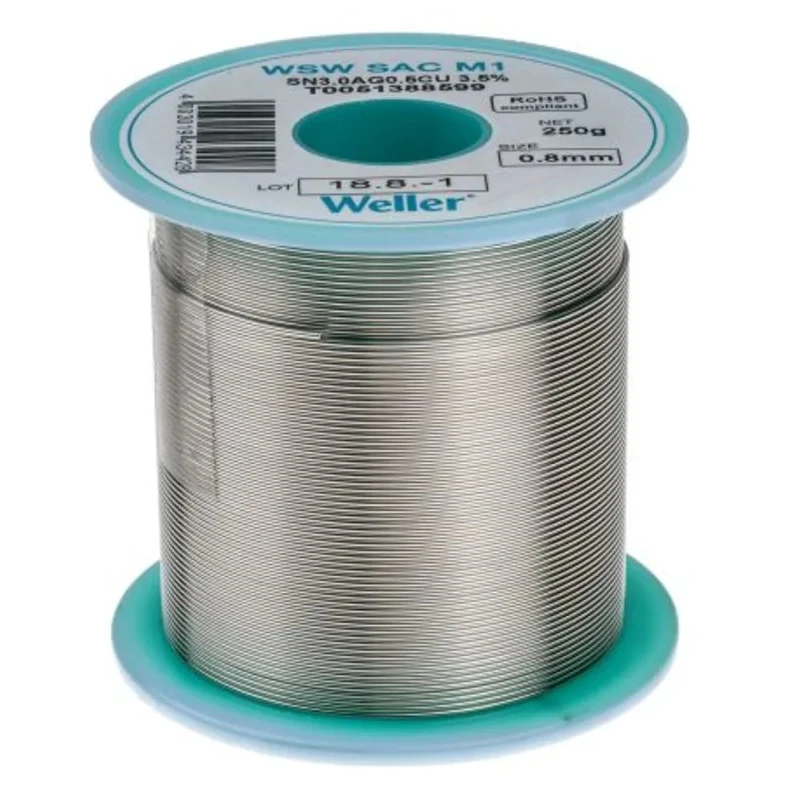 Weller Lead Free Solder Wire 0.8 mm Diameter, 217 °C Melting Point, 250g, Rosin Flux Core T0051388599