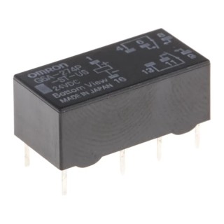 Omron PCB Signal Relay, 24V DC Coil Voltage, 2A Switching Current, DPDT Contact Configuration G6A-274P-ST-US-24DC