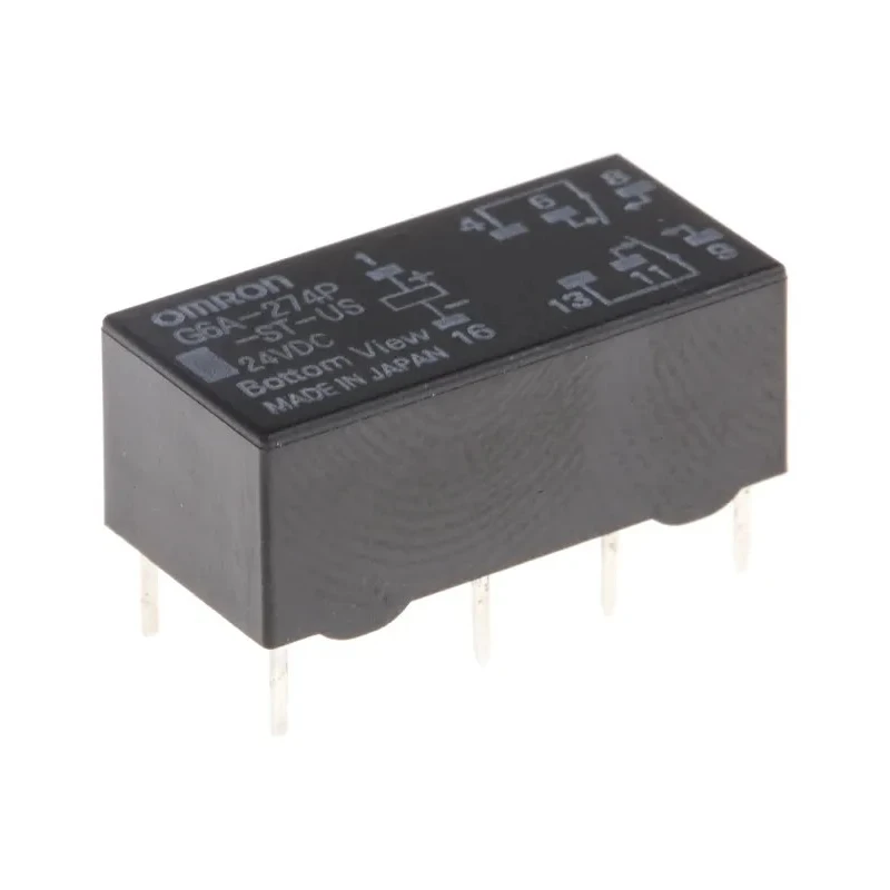 Omron PCB Signal Relay, 24V DC Coil Voltage, 2A Switching Current, DPDT Contact Configuration G6A-274P-ST-US-24DC