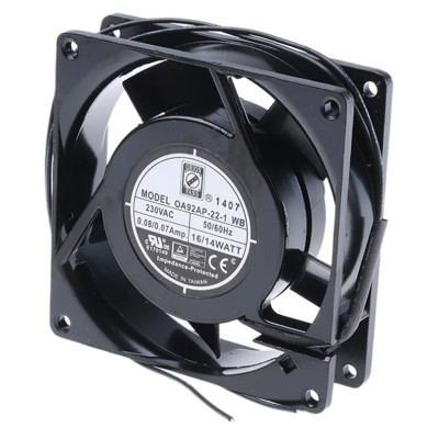 RS PRO AC Dual Bearing Axial Fan 230V AC 13W 59.5 m³/h 3000 rpm IP44 92 mm Square Frame IP44