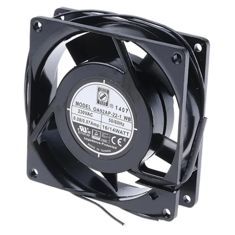 RS PRO AC Dual Bearing Axial Fan 230V AC 13W 59.5 m³/h 3000 rpm IP44 92 mm Square Frame IP44