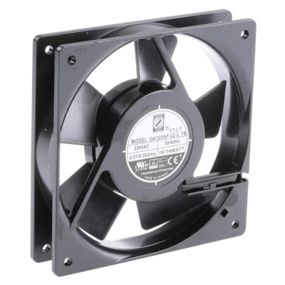 RS PRO AC Dual Ball Bearing Axial Fan, 230V AC, 102 m³/h, 14 W, IP44 Protection, 119.5mm x 119.5mm x 26.2mm Frame IP44