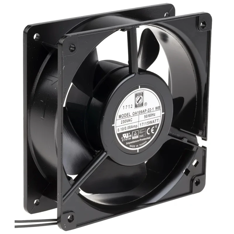 RS PRO Industrial AC Dual Ball Bearing Axial Fan 230V AC, 15 W, 186.9 m³/h Air Flow, IP44, 119.5 mm x 119.5 mm x 38.5 mm IP44