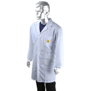RS PRO White Unisex Reusable Lab Coat 2XL Button Closure, 990mm Length, ESD Safe 789-8093