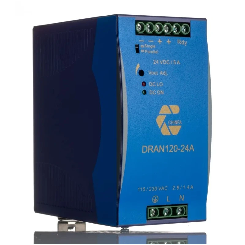 Block DRAN120 Switched Mode DIN Rail Power Supply 230V AC Input, 24V DC 5A Output, 120W DRAN120-24A