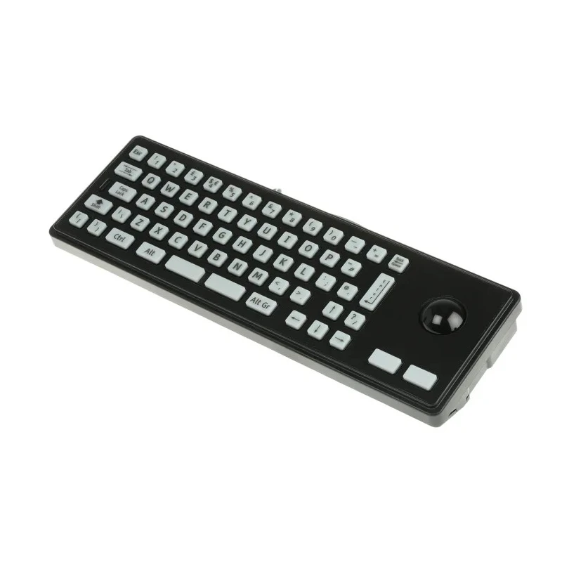 Storm Wired USB PS2 Compact Trackball Keyboard QWERTY UK Black Industrial Grade 2210-452212