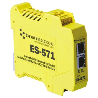 Brainboxes Ethernet Media Converter, 10 BaseT, 100 BaseTX, Single Mode, 100Mbps, Full Duplex ES-571