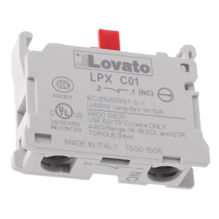 Lovato Electric Push Button Contact Block for Use with Platinum 22 mm LPXC01