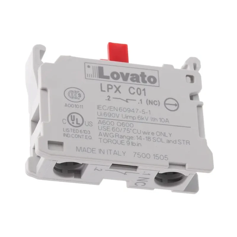 Lovato Electric Push Button Contact Block for Use with Platinum 22 mm LPXC01