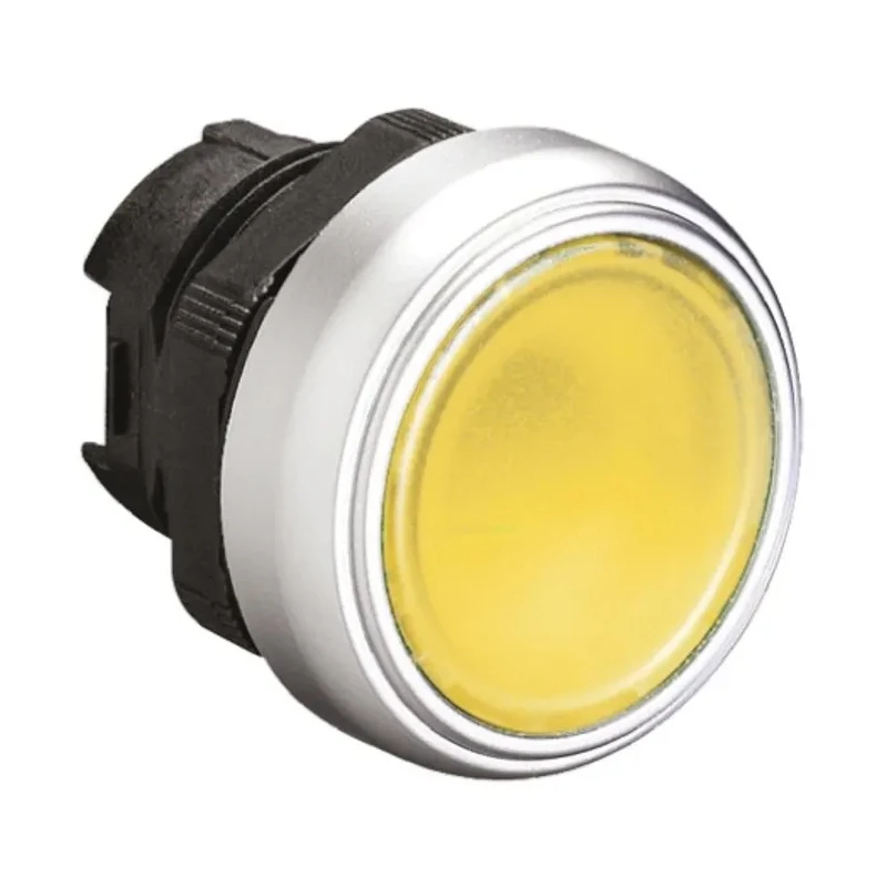 Lovato Electric Platinum Series Yellow Spring Return Push Button Head, 22 mm Cutout, IP67, IP69K, IP66 LPCBL105