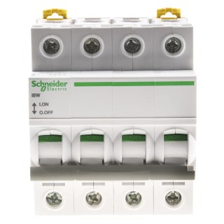 Schneider Electric 4-Pole 63A DIN Rail Isolator Switch IP20, 415V AC A9S65463