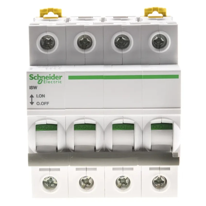 Schneider Electric 4-Pole 63A DIN Rail Isolator Switch IP20, 415V AC A9S65463