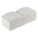 Busch Jaeger - ABB 16A White 2 Gang Outdoor Surface Mount Plug Socket Type F 20-02 EW-54